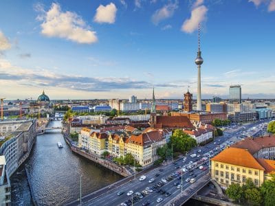 berlin germany skyline over the Spree River